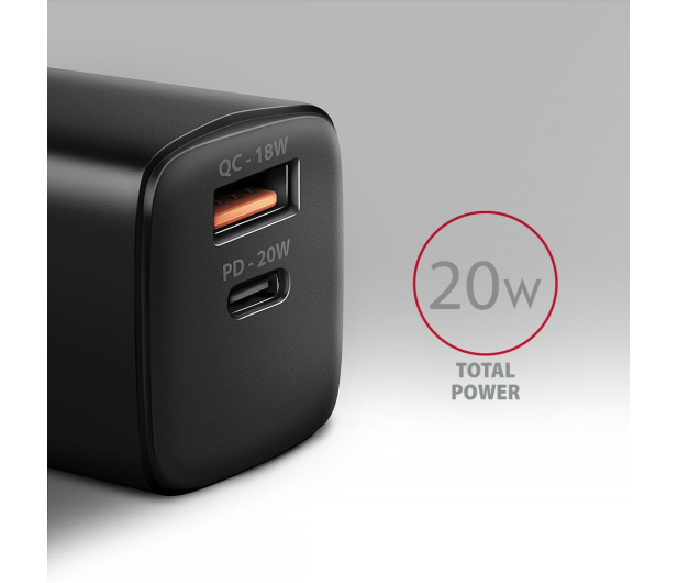 Axagon ACU-PQ20, 20W, 2x port, PD3.0/PPS/QC4+/AFC/Apple - 1353455 - zdjęcie 3